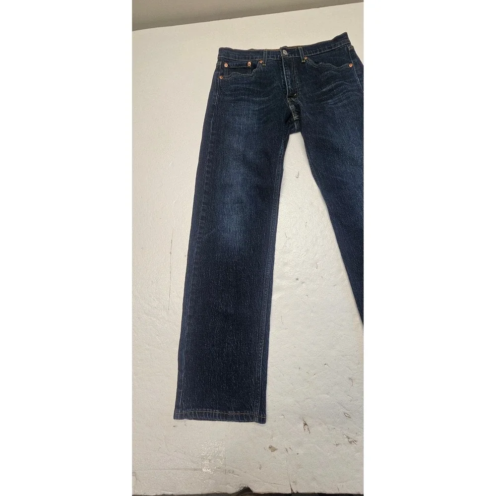 Levis 505 Regular Fit Jeans Mens 33x32 Dark Wash Indigo Straight Leg Denim